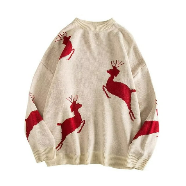 Suéter de pareja de diseño de nicho, prendas de punto de otoño e invierno, suéter de abrigo de ciervo navideño, estilo versátil