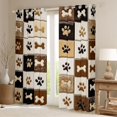 thumbnail image 2 of Homewish Paw Bone Plaid Kitchen Curtains,Retro Pet Dog Theme Black Out Curtains Pack of 2 (42x63 Each),Brown, 2 of 6