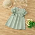 thumbnail image 6 of EnJoCho toddler Dress Kids Girls Solid Cotton Linen Sleeveless Beach Straps Dress Ruffles Princess Dresses Clothes Little & Big Children Summer Fashion Party Dresses 2-3 Years, 6 of 6