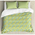 thumbnail image 1 of Floral King Size Duvet Cover Set, Summer Season Dandelion Bouquet Botanical Garden Arrangement, Decorative 3 Piece Bedding Set with 2 Pillow Shams, Off White Pale Green and Yellow, by Ambesonne, 1 of 3