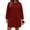 Wine, variant on Ashirexll Long Sleeve Dress for Women Plus Size Loose Long Sleeve Round Neck Solid Color with Pockets Midi Dress