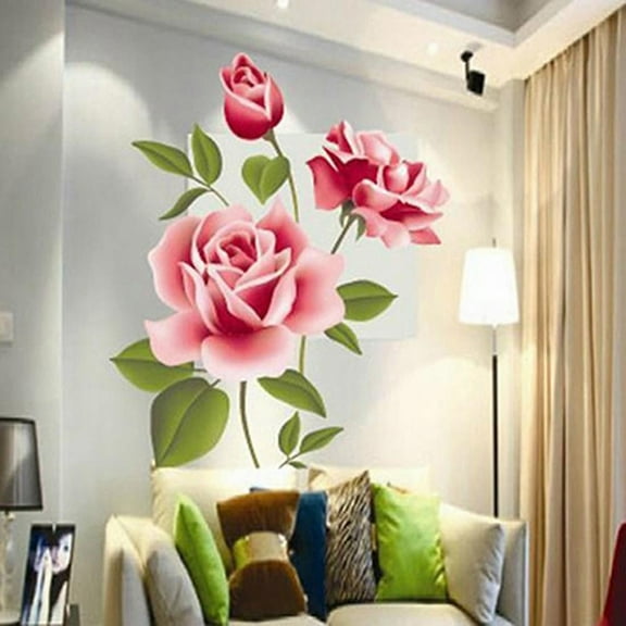 Vinyl Wall Stickers Stickers DIY Removable Art Wall Home Decor Flower Decoration Rose Decal Home Decor
