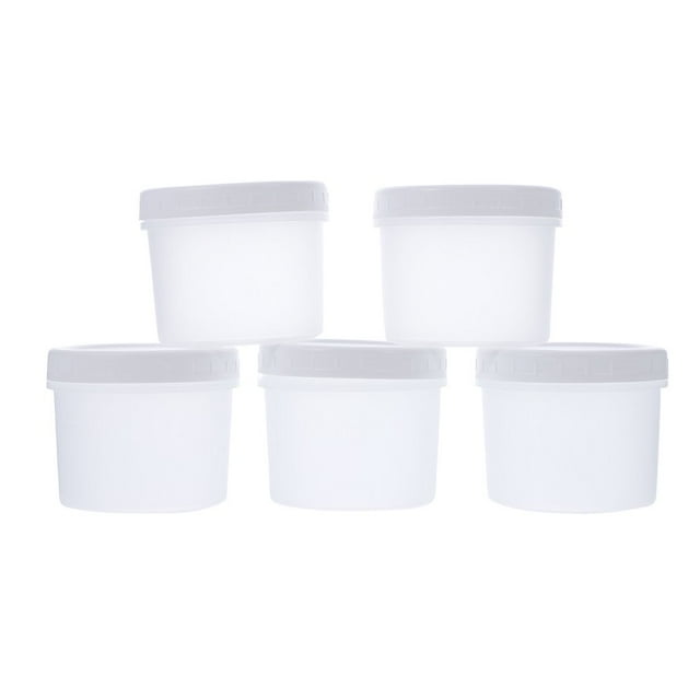 5 Pcs Pots de Crème Glacée 400ml Boîtes de Rangement Dessert Tasse de Yogourt avec Couvercle