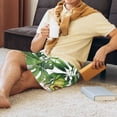 thumbnail image 6 of Rocae Watercolor Green Tropical for Men's Soft Sleep Pajama Shorts, Waistband and Pockets, 6 of 9