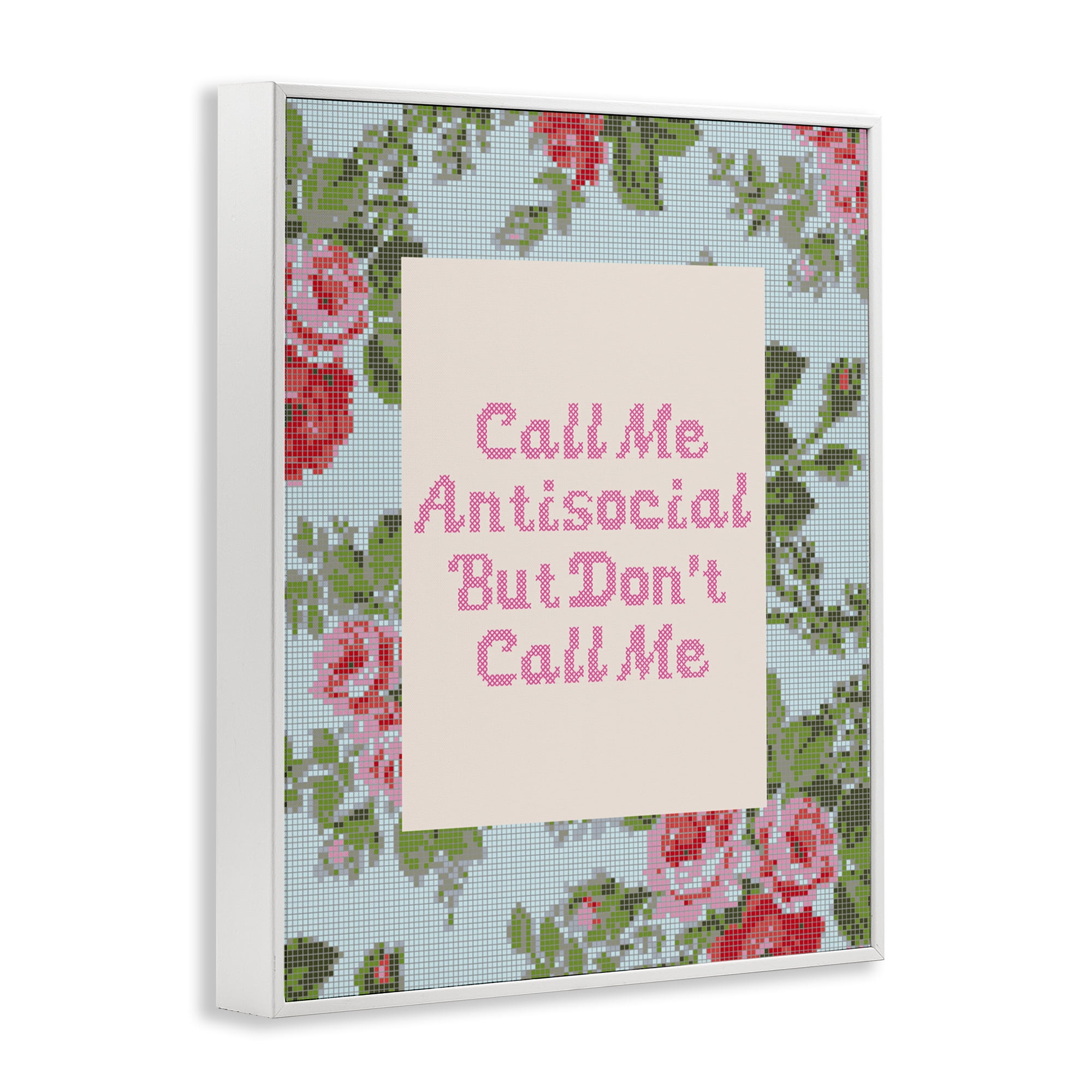 Stupell Industries Don't Call Me Vintage Florals White Framed Giclee Art, design by Lil' Rue