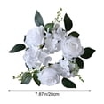 thumbnail image 2 of DwellJoy Silk Rose Candle Wreath Ring for Wedding Table Decor, Valentine's Day Party Centerpiece, Realistic Floral Candle Holder Surround for Festive Ambiance, 2 of 6
