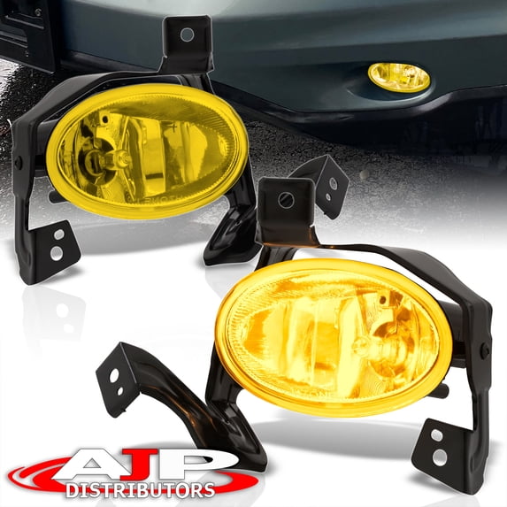 AJP Distributors Pair Front Bumper JDM Yellow Lens Driving Fog Lights Lamps Assembly Left Right Set Chrome Housing +Wiring Harness Relay Switch Kit Compatible/Replacement For Honda CRV 2010 2011 10 11