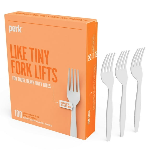 Staples Perk Plastic Fork Heavy-Weight White 300/Carton PK56391VS