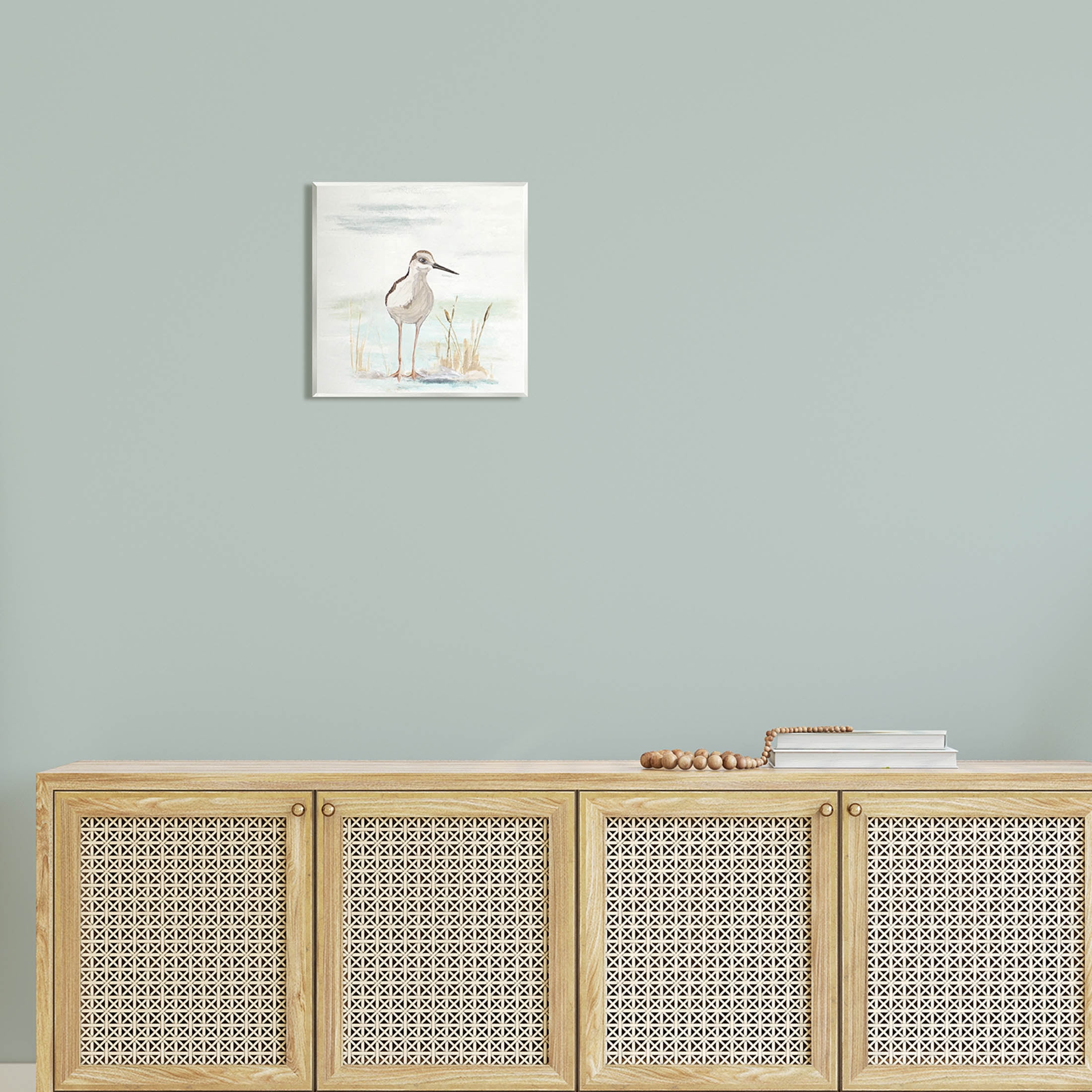 Sandpiper Bird Beach Grass Sprigs Animals & Insects Graphic Art Unframed Art Print Wall Art