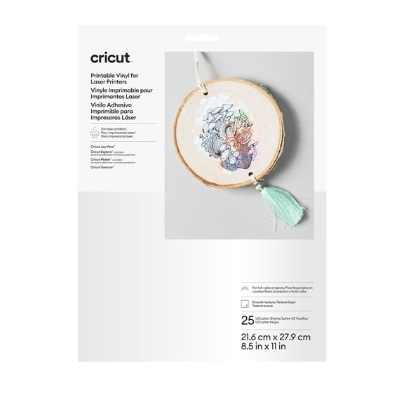 Cricut 8.5" x 11" White Printable Vinyl Sheets 25 Count
