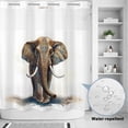thumbnail image 4 of No Hook Shower Curtain with Built-in Rings - Vintage Boho Tribal Washable Waterproof Fabric Bathroom Curtains for Hotel,Rentals, 66 X 72 Inch Long , Elephants Ivory Chocolate Brown, 4 of 9