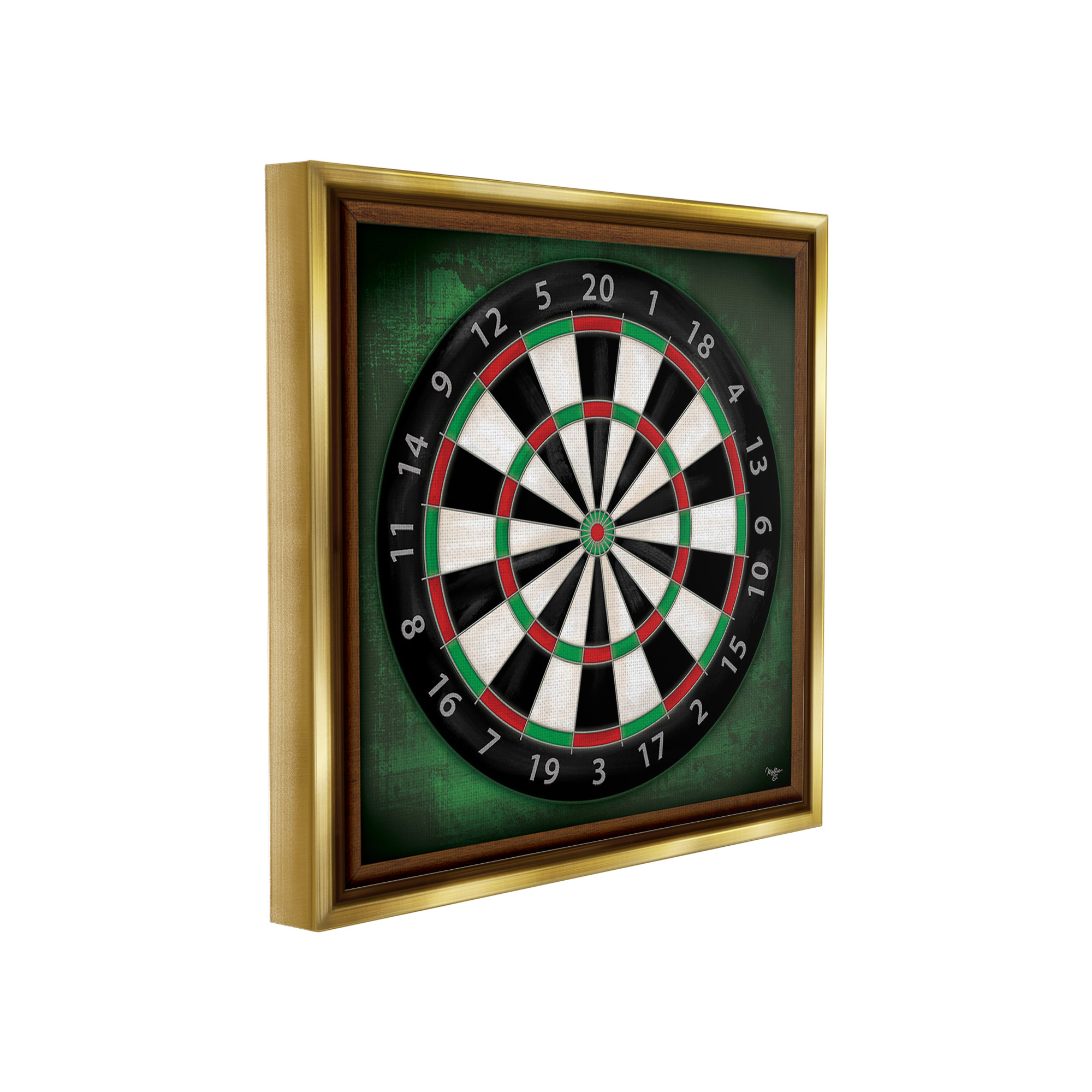 Stupell Industries Traditional Darts Game Sports Painting Gold Floater Framed Canvas Art Print Wall Art, 25 x 25
