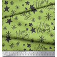 thumbnail image 2 of Soimoi Green Cotton Poplin Fabric Star & Snowflakes Text Printed Fabric 1 Yard 42 Inch Wide, 2 of 5