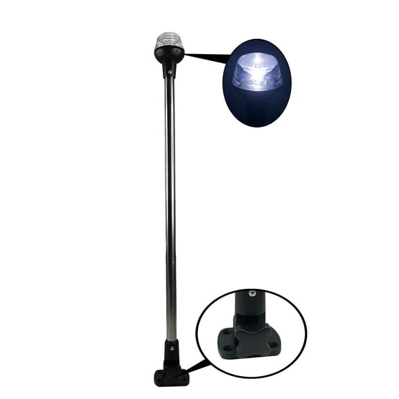 Pactrade Marine Boat LED All Round Anchor Fold Down Light SS Pole 8-30v 25''L USCG 2NM A16 Certified