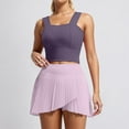 thumbnail image 2 of Arlun Yoga Gym Sweatsuits Women 2 Piece Outfits Fast Dry Vest Style Sleeveless Crop Tops and Pleated Tennis Skirts with Pockets Breathable Solid Color Fitness Sports Sets Dark Purple S, 2 of 5