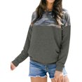 thumbnail image 3 of Women Camouflage Print Colorblock Crew Neck Long Sleeve Pullover Shirt, 3 of 6