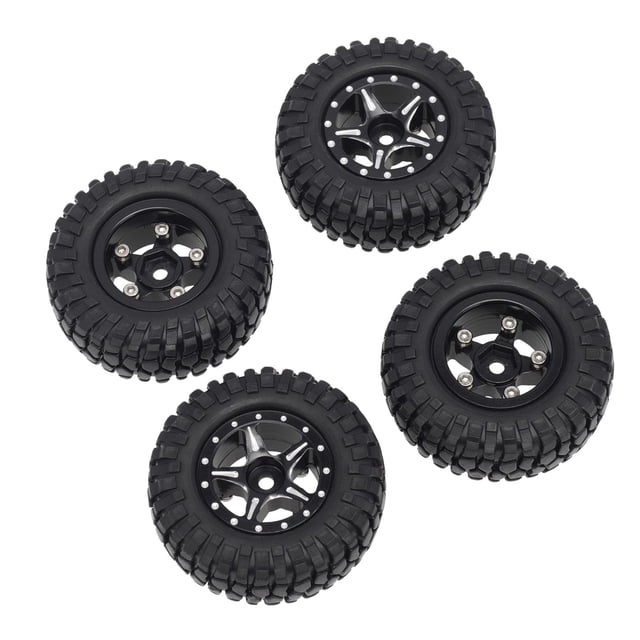 4Paquetas de Ruedas Y Neumáticos Establecidos para Axial SCX24 90081 1/24 RC Piezas de , Negro B