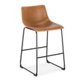 thumbnail image 2 of EdgeMod Brinley Modern Upholstered PU Leather Counter Bar Stool, 34 Inches Height, Tan (Set of 3), 2 of 2