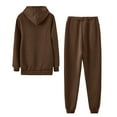 thumbnail image 4 of Brondbend Track Suits for Women Set Sweatsuits Women Long Sleeved Hooded Zipper Solid Pocket Drawstring Sweatshirt and Fashion Sweatpant Outfits Loose Fall Winter Athletic Set,Brown, 4 of 6