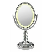 Conair Double-Sided Lighted Vanity Mirror with LED Lights, 1x/7x Magnification, Elegant Crystal and Polish Chrome
