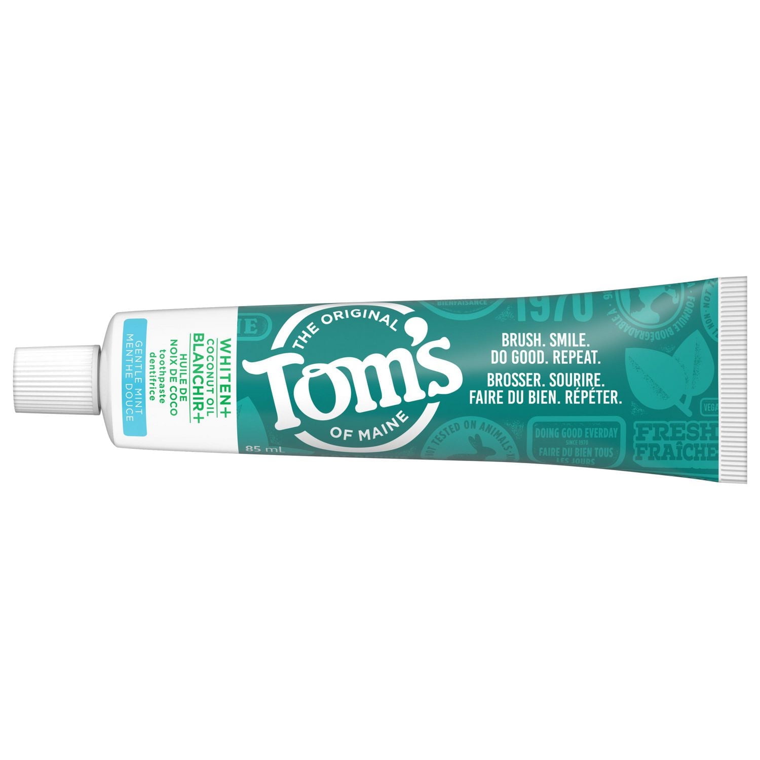 Tom’s of Maine Dentifrice sans Fluorure plus Blanchissant à l’Huile de Coco, Dentifrice Naturel, sans Causer de Sensibilité, Menthe Douce, 113 g