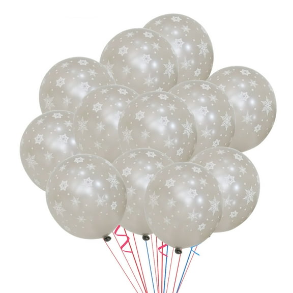 Mobutofu 12 Pcs Iridescent Snowflake Pattern Latex Balloons Wedding Supplies 12 Inch