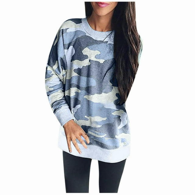 CEHVOM Femmes T-shirt à Col Rond à Manches Longues Chandail Blouse Décontractée Chandail Hauts