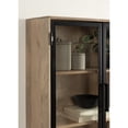thumbnail image 4 of Kate and Laurel Brogan Modern Rectangle Wall Cabinet, 22 x 9 x 28, Natural Wood and Black, Transitional Glass Cabinet for Over-the-Toilet Bathroom Storage Cabinet or Living Room Storage Cabinet, 4 of 11