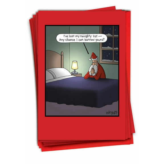 12 Funny Merry Christmas Cards Bulk (1 Design, 12 Cards) - Lost Naughty List B2487XSG