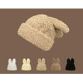 thumbnail image 3 of CoCoMangos Cute Plush Bunny Ear Beanie Hats Warm Soft Fuzzy 3D Rabbit Ears Knit Hat for Women Fluffy Autumn Winter Skull Cap, 3 of 7