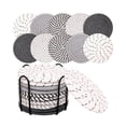 thumbnail image 1 of 10Pcs Multi-Color Spiral Cup Pad, Boho Kitchen Decor, Storage Coaster Set, Woven Coaster With Metal Rack, Assorted Drink Mat, Two-Tone Spiral Woven Coaster Set With Iron Holder, Tabletop Cup Mat, J, 1 of 3