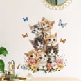 thumbnail image 2 of Cute Cats Wall Stickers Flowers and Butterfly Decals Vinyl Peel and Stick Wall Art Decor for Kids Bedroom Living Room 14.5x17.3inch, 2 of 6