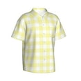 thumbnail image 2 of Daiia Lemon Yellow Checkboard Hawaiian Shirt for Men Gentle Cotton Regular Short Sleeve Casual-X-Large, 2 of 9