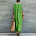 thumbnail image 5 of Guieoi Womens Dresses Plus Size Summer Short-Sleeve V-Neck Button Up Dresses Sundresses for Women Green L, 5 of 6