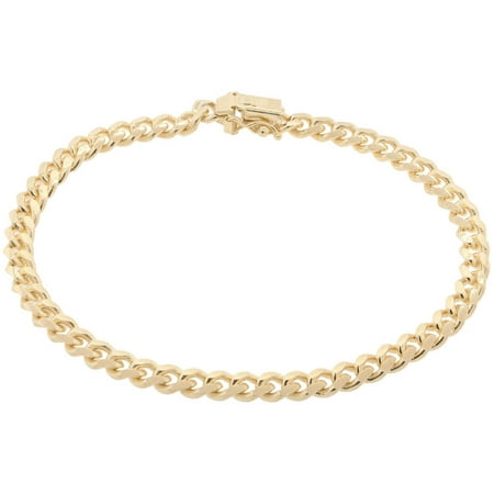 Pori Jewelers 18kt Gold-Plated Sterling Silver 5.2mm Miami Cuban Chain Men Bracelet