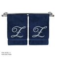 thumbnail image 3 of Monogrammed Washcloth Towel, Personalized Gift, 13x13 Inches - Set of 2 - Silver Script Embroidered Towel - Extra Absorbent 100% Turkish Cotton - Soft Terry Finish - Initial Z Navy, 3 of 3