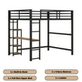 thumbnail image 4 of Bellemave Full Size Loft Bed with Wooden Desk and 4-Tier Shelves Full Metal Loft Bed with Storage Underneath and Guardrails Space-saving Junior Loft Bed for Teens, Student, Black, 4 of 10