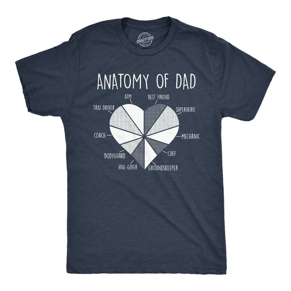 Mens Funny T Shirts Anatomy Of Dad Sarcastic Fathers Days Graphic Novelty Tee for Men Graphic Tees