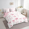 thumbnail image 3 of Feelyou Girly Pink Bowknot Twin Bedding Sets 7-Piece, Kawaii Princess Bow-tie Bedding Comforter Set, Cartoon Ribbon Style Reversible Sheet Sets, Lightweight Room Decor, 3 of 7