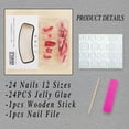 thumbnail image 5 of 3D Flower Press on Nails Medium Almond Fake Nails with Rhinestone Design Summer Pink Petals Full Cover Glue on Nails Glossy Gel Flowers False Nails Reusable Artificial Nails for Women 24Pcs, 5 of 7