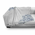 thumbnail image 3 of Vintage Blue Soft Flannel Fleece Throw Blanket, Vintage Style Floral Design with Peony Blossoms Buds and Roses, Cozy Plush for Indoor and Outdoor Use, 50" x 70", Cobalt Blue and White, by Ambesonne, 3 of 6