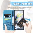 thumbnail image 5 of Butterfly Embossed Wallet Case for iPhone 15 Pro Max, PU Leather Flip Cover with Card Holder, Kickstand & Lanyard, Shockproof,,Blue,For iPhone 15 Pro Max, 5 of 9