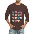 thumbnail image 1 of Camisas de Manga Larga para los Hombres Día de San Valentín Impresión Cuello Redondo Moda Casual, Mezcla de Poliéster de Lino de Algodón para Primavera Verano, 1 of 1
