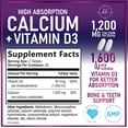 thumbnail image 2 of Calcium 1200 mg per Serving with Vitamin D3 - Bone Health Support Supplement, Calcium Supplements for Women & Men - Bone Strength, Teeth, Immune Support, Calcium Carbonate, USA Bottled - 120 Tablets, 2 of 9