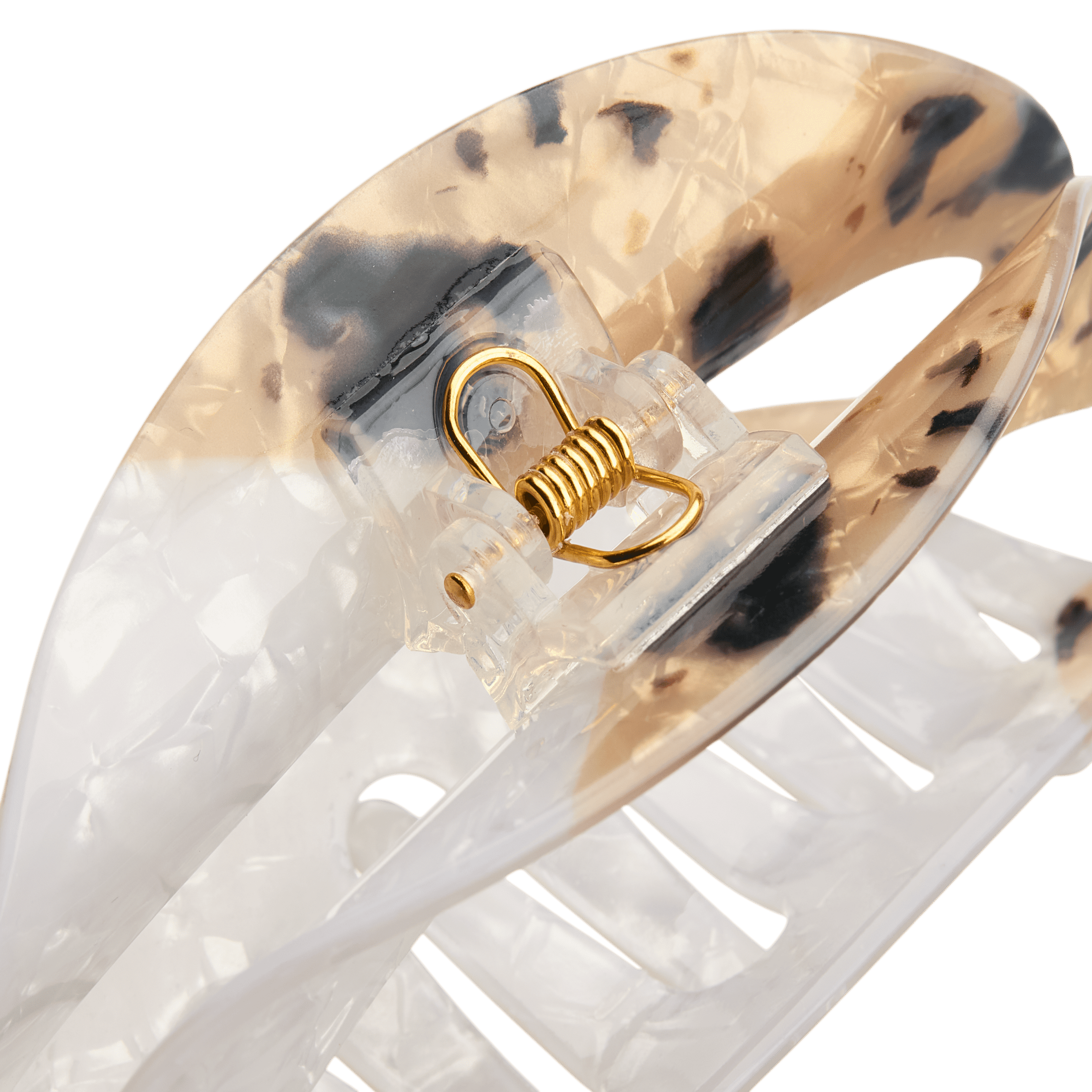 Scunci Luxe by Conair Oval Claw Clip, White & Tortoiseshell with Gold-Tone Hinge, 1 Count