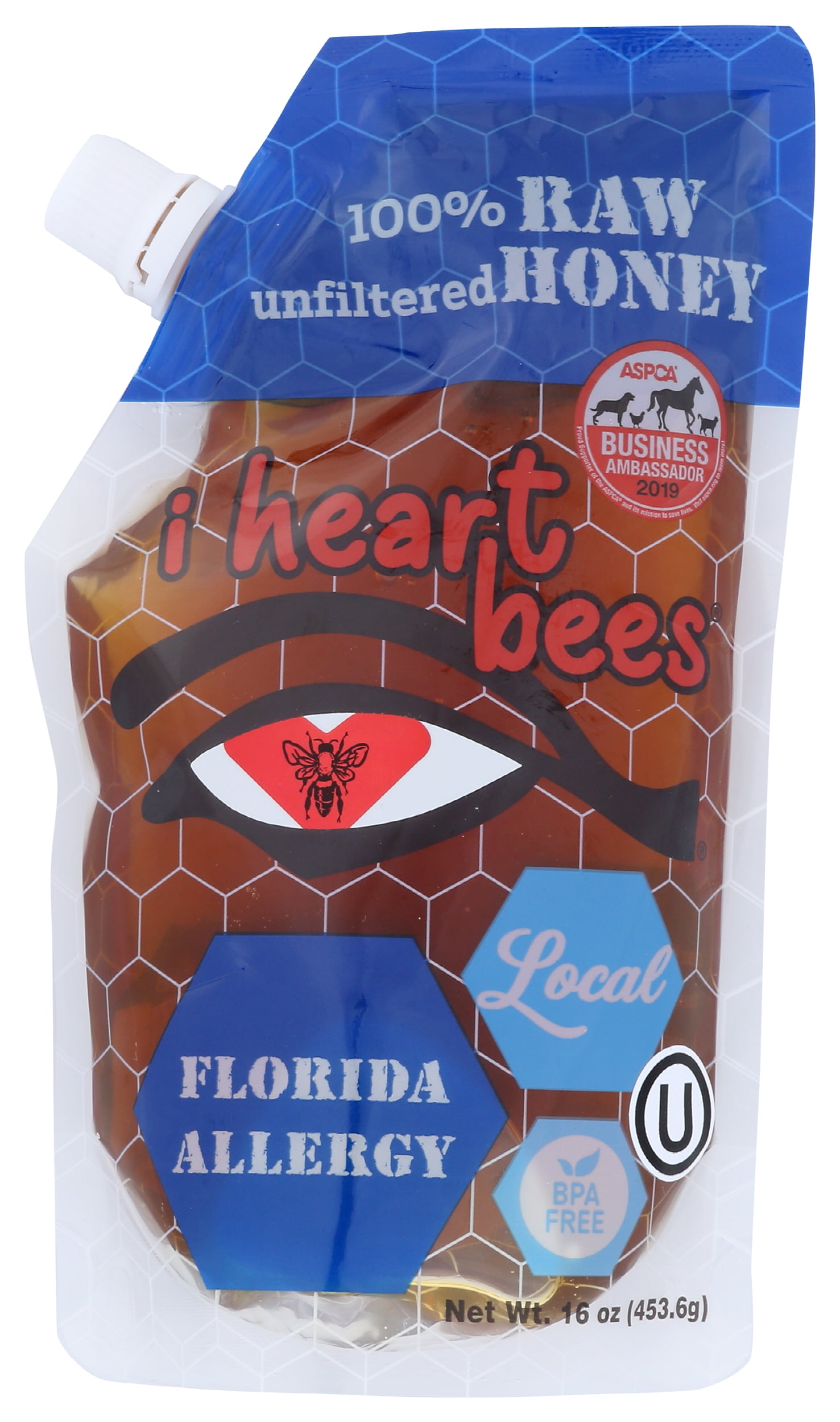 Pack of 12, I Heart Bees Florida Allergy 100% Raw Unfiltered Honey, 16 oz