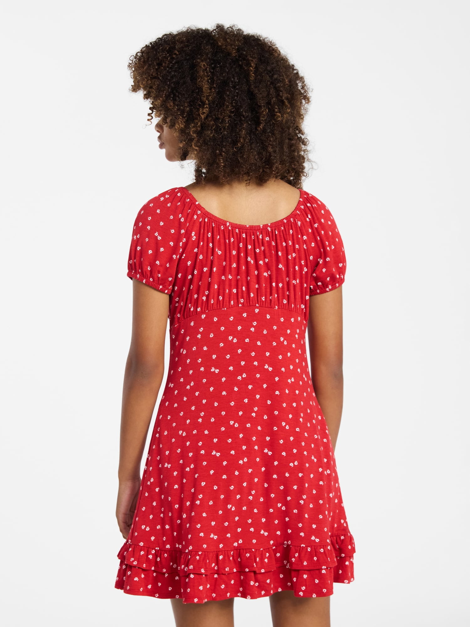 Weekend Academy Girls Knit Puff Sleeve Peasant Dress, Sizes 4-18