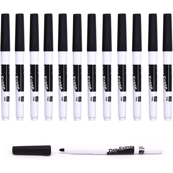 TWOHANDS Dry Erase Markers Fine Point,Black,Low Odor,Fine Tip,Whiteboard Markers for kids, School, Office, Home,or