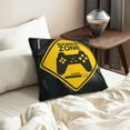 thumbnail image 2 of Velvet Decorative Throw Pillow Covers Set of 2, Soft Square Cushion Cover with Invisible Zipper Gamer Zone Warning Printing, 20"x20", 2 of 7