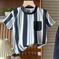 thumbnail image 4 of Splozh Toddler Boy Clothes 1-12 Years Summer Outfits Short Sleeve Shirt Shorts Baby Boy Casual Clothes,Navy,11-12 Years, 4 of 5